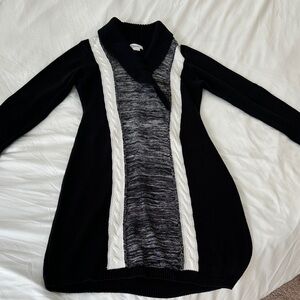 Calvin Klein Black and White Cowl Neck Sweater Dress. - PM